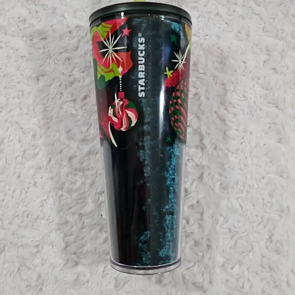 Starbucks 2023 Christmas Holiday Ribbon With Silicone Bow Straw Topper Tumbler V